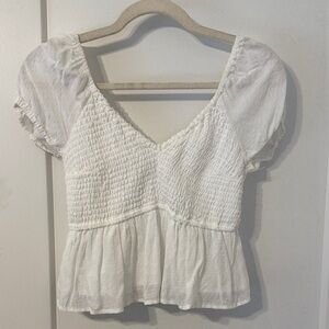 Hollister White Smocked Blouse